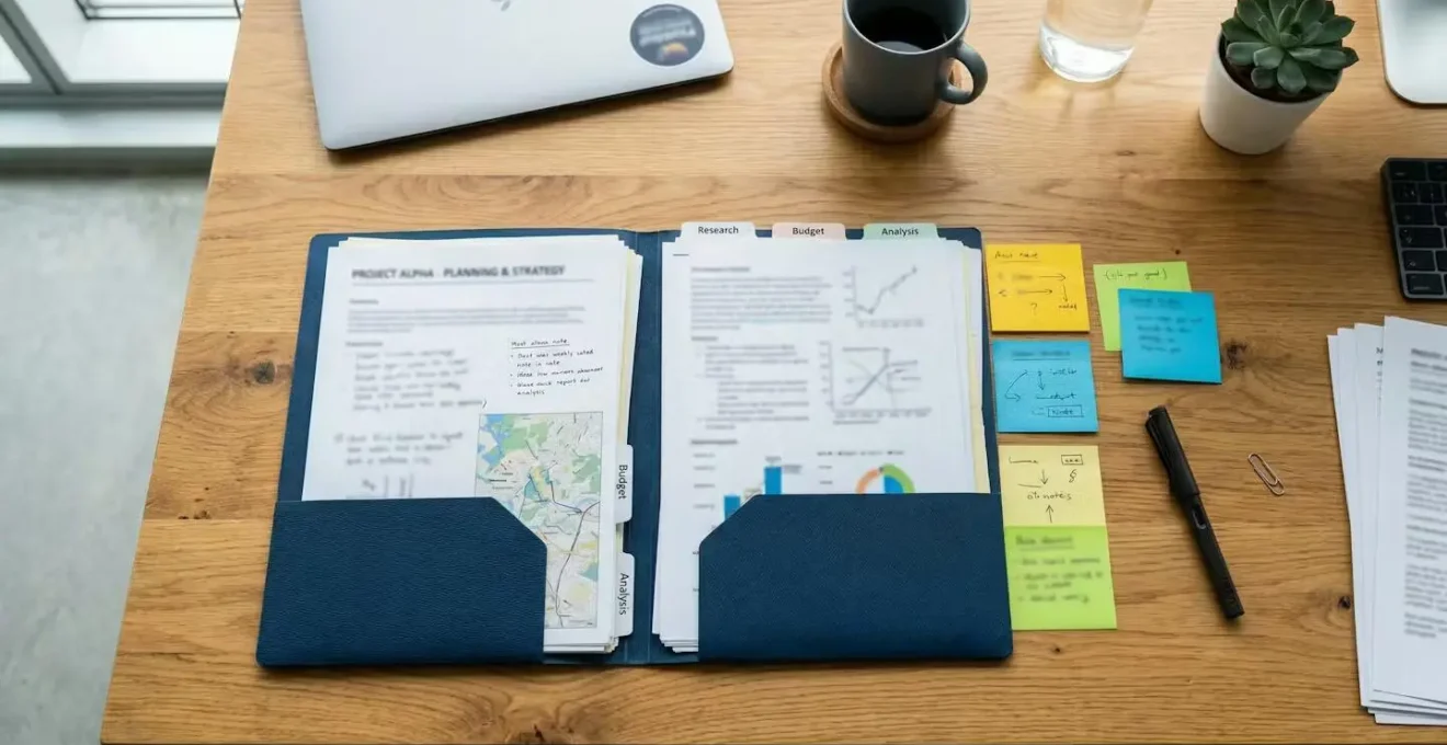 Dossier documents création EURL organisé sur bureau