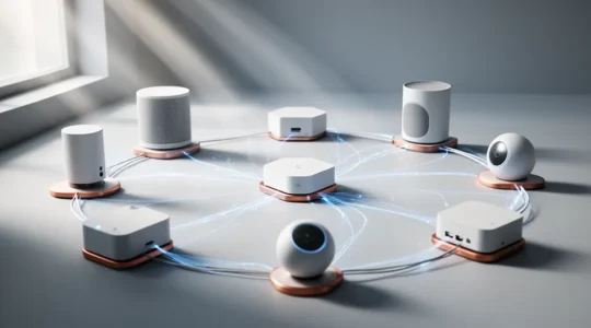 Réseau d'objets connectés interconnectés dans un espace moderne