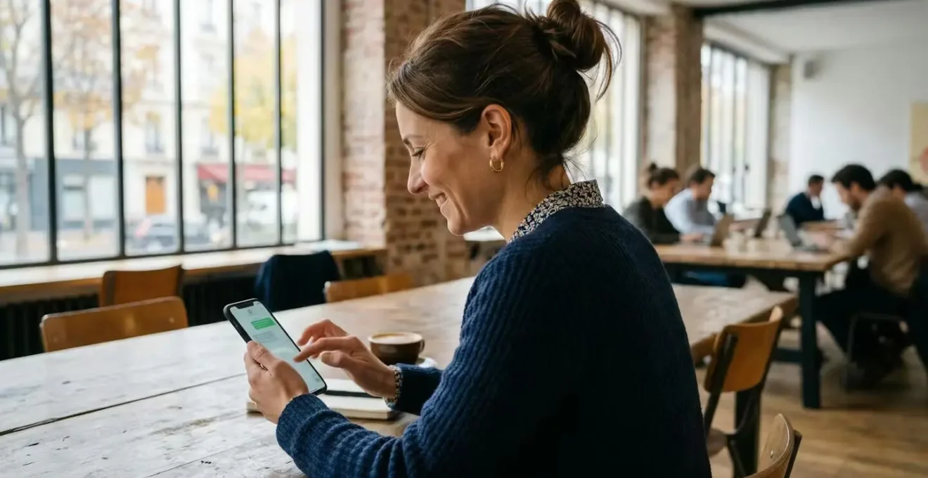 Entrepreneur recevant notification validation Kbis sur smartphone