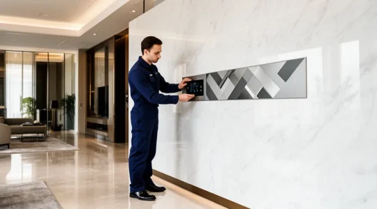 Vue intérieure d'une résidence moderne avec système domotique intégré et installateur professionnel