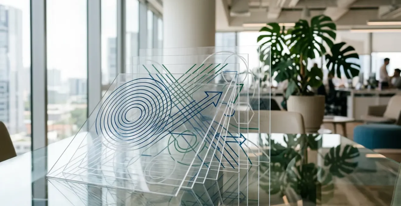 Tableau de bord stratégique avec des indicateurs de performance clés dans un environnement de bureau moderne