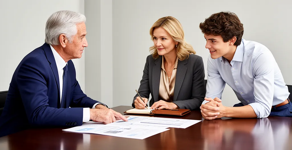 Réunion d'affaires en entreprise familiale autour d'une table de conseil