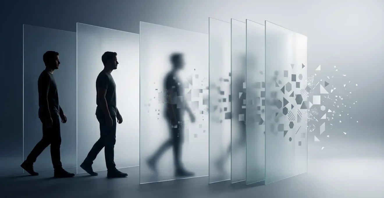 Représentation visuelle du processus d'anonymisation des données avec transformation de données personnelles en données protégées