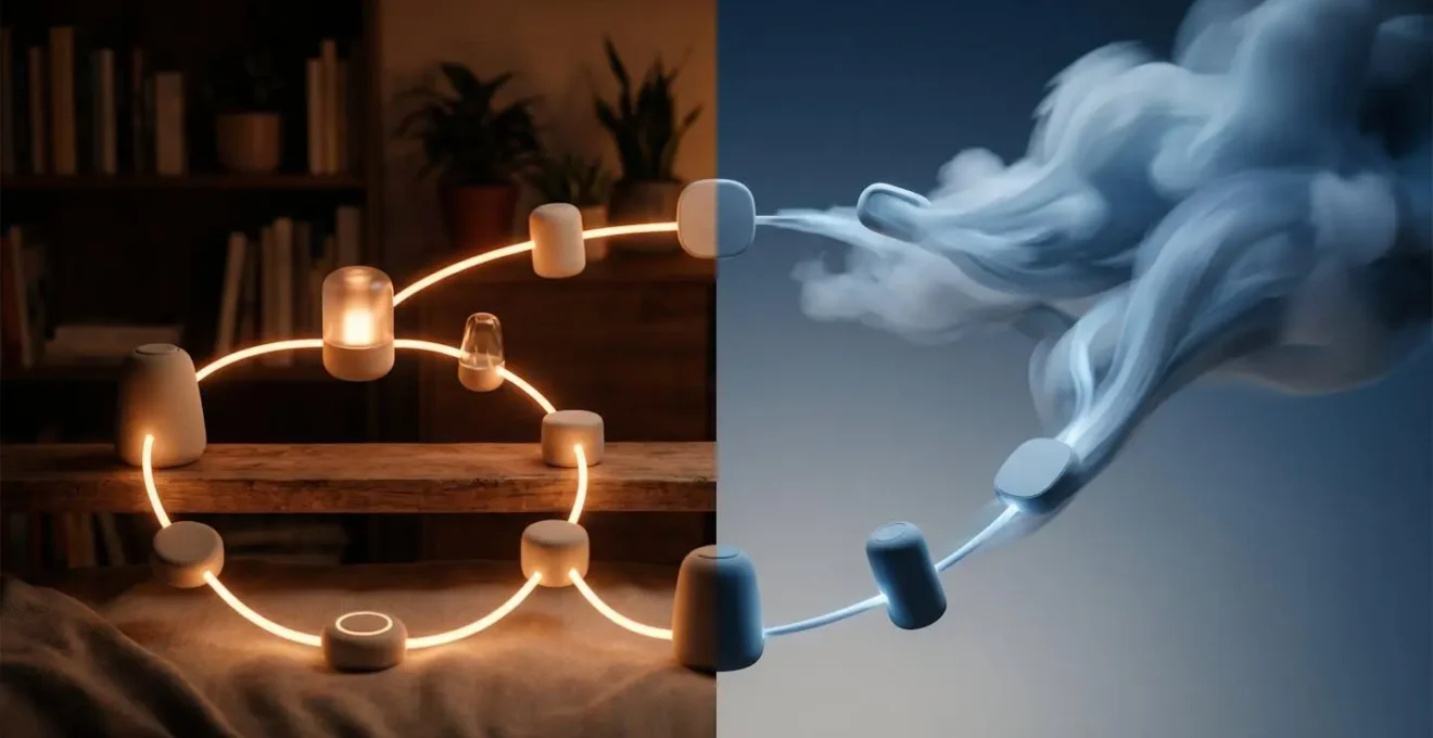 Comparaison visuelle entre architecture locale et cloud pour objets connectés
