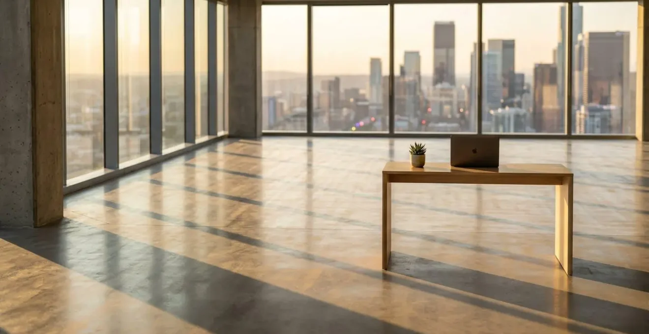 Espace de travail moderne minimaliste illustrant le concept de bureau virtuel
