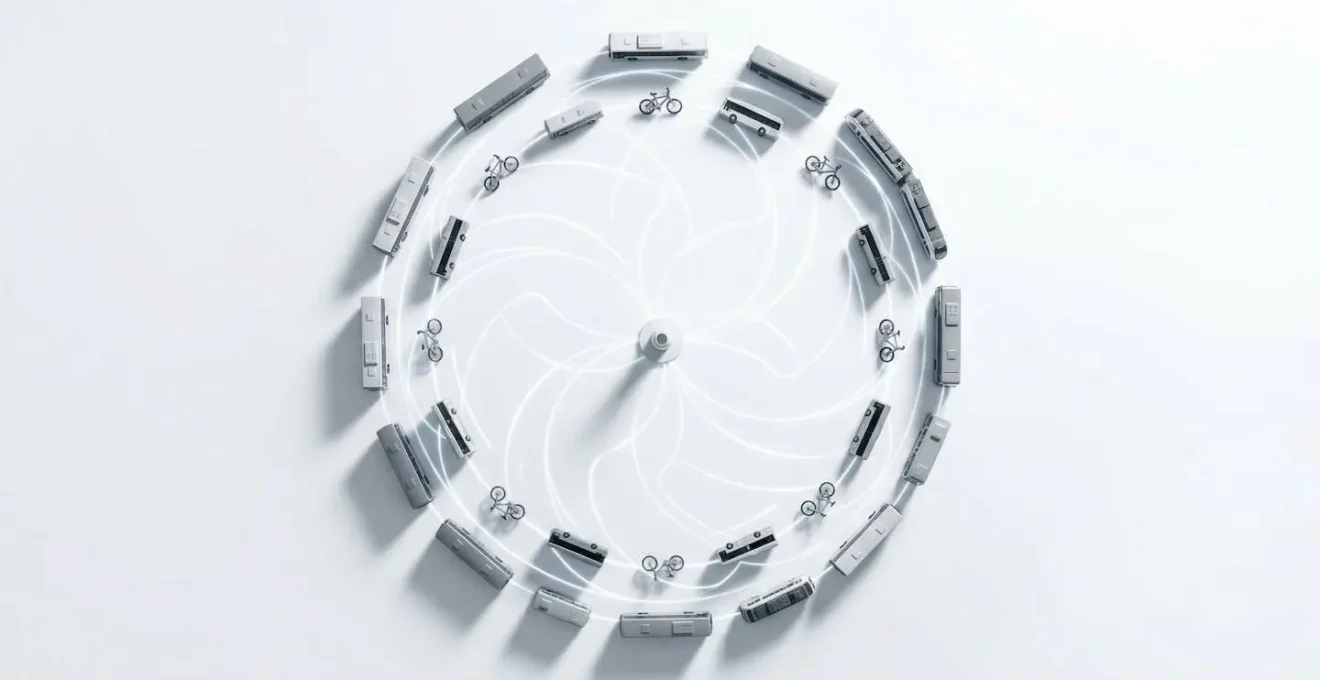 Représentation symbolique de l'interconnexion des données entre différents opérateurs de transport