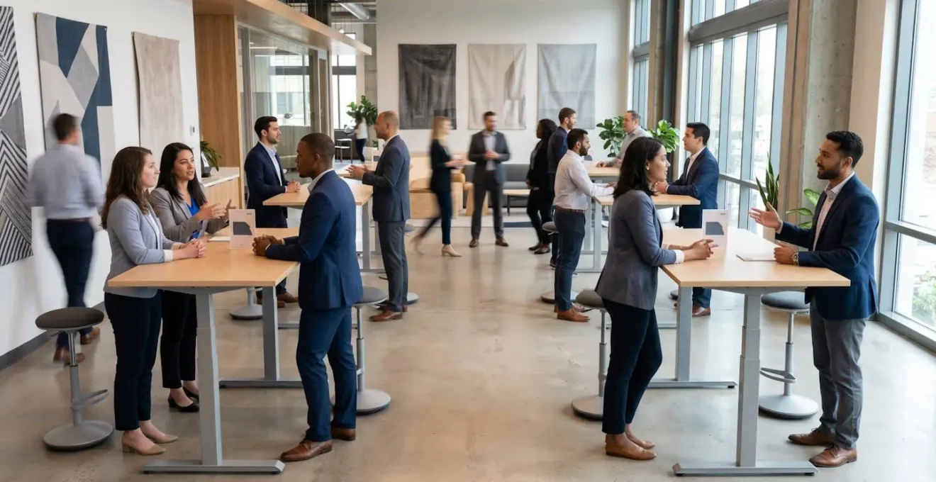 Deux professionnels échangeant lors d'une session de speed-mentoring dans un espace collaboratif