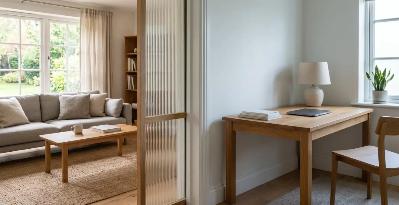 Espace de transition entre zone de travail et zone personnelle dans un appartement