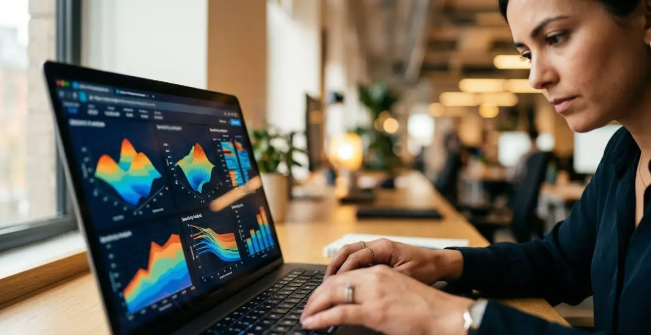 Dashboard Excel avec graphiques de sensibilité du seuil de rentabilité en 3D