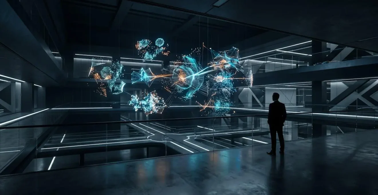 Interface de tableau de bord IoT montrant la transformation de données complexes en visualisations accessibles pour dirigeants